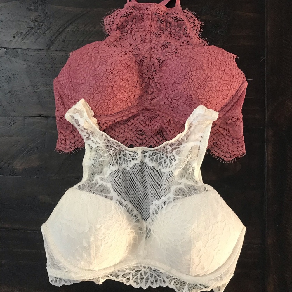 2 PINK high neck bralette